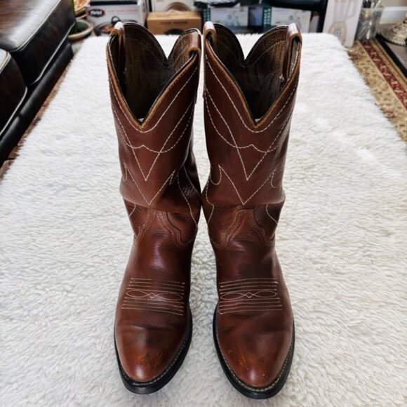 Vintage Brown Genuine Leather Western Cowboys Boots size 8.5 D - Picture 2 of 6